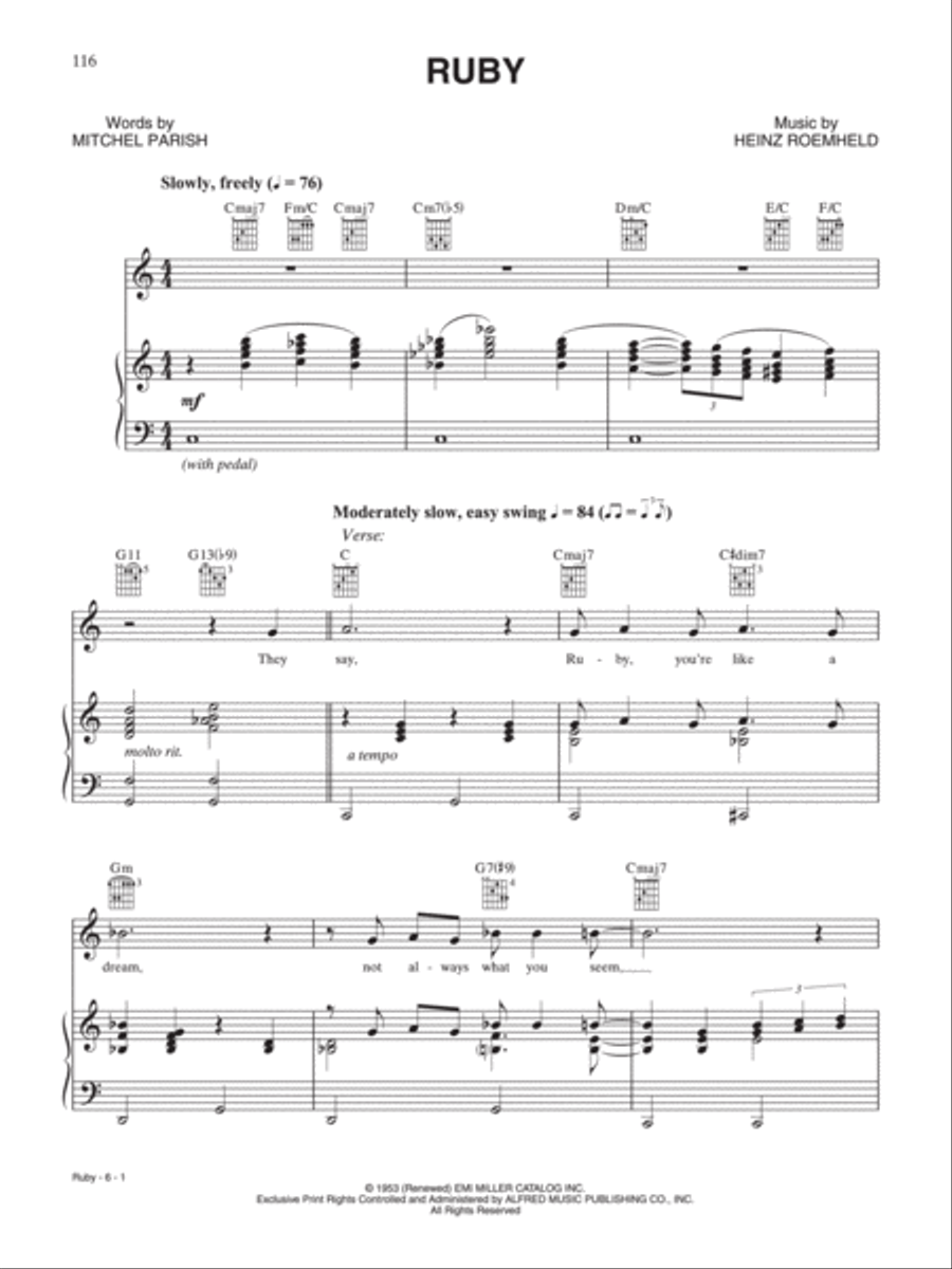 Ruby Piano, Vocal, Guitar scores gallery preview page 1