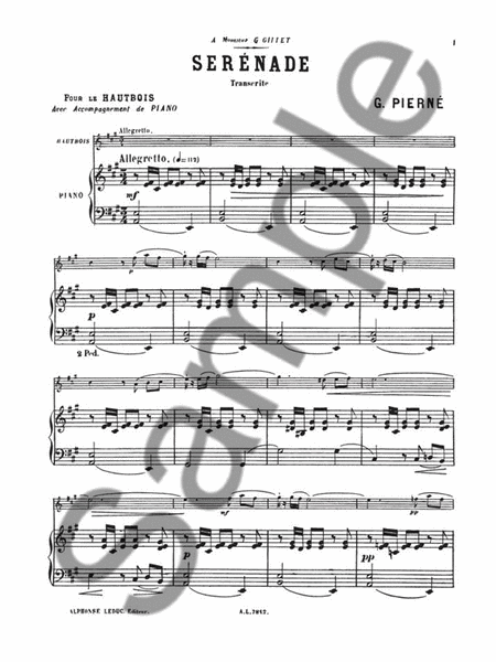 Serenade Op. 7 (oboe) by Gabriel Pierne Piano Accompaniment - Sheet Music