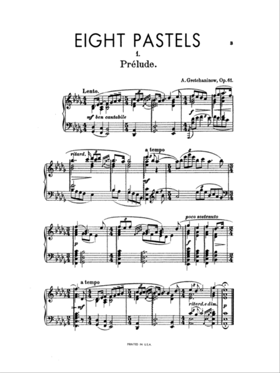 Gretchaninoff: Eight Pastels, Op. 61 Piano Solo scores gallery preview page 1
