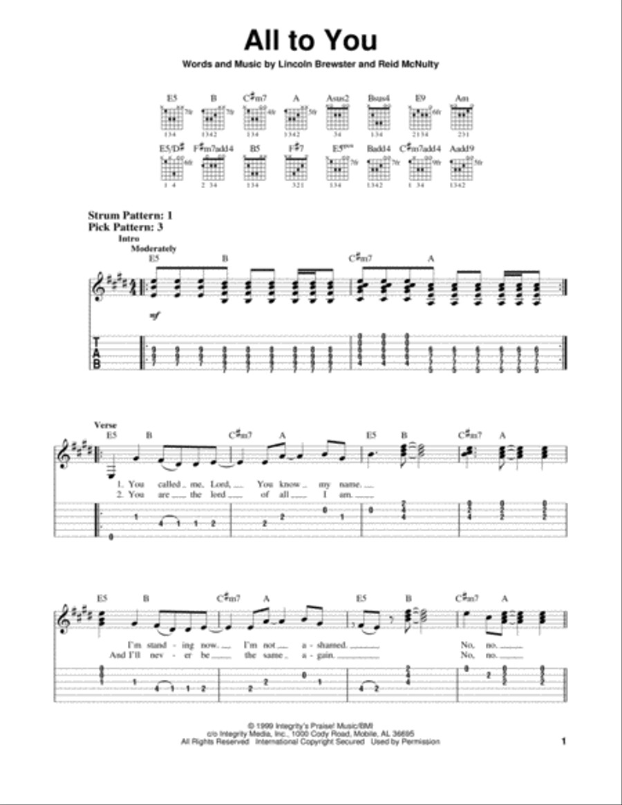 All To You Acoustic Guitar scores gallery preview page 1
