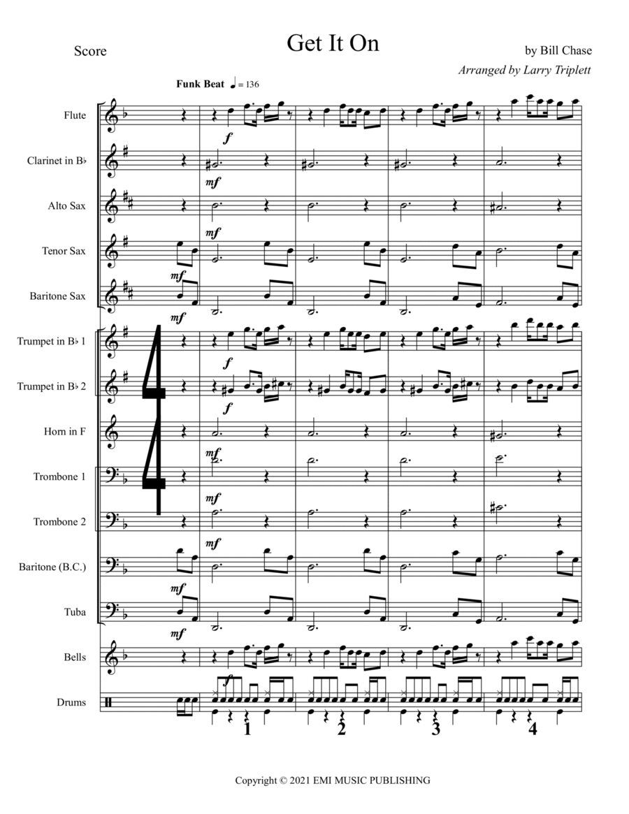 Get It On (In The Morning) Marching Band scores gallery preview page 1