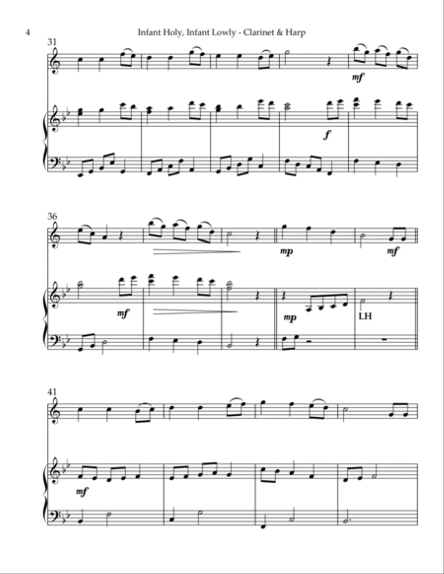 Infant Holy, Infant Lowly, Duet for Bb Clarinet & Harp