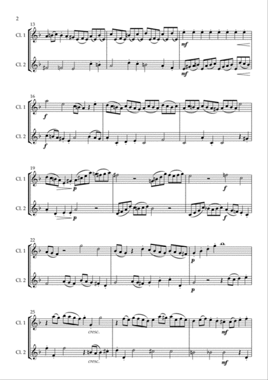 Fantasia in D Minor arranged for Clarinet Duet Clarinet Duet scores gallery preview page 4