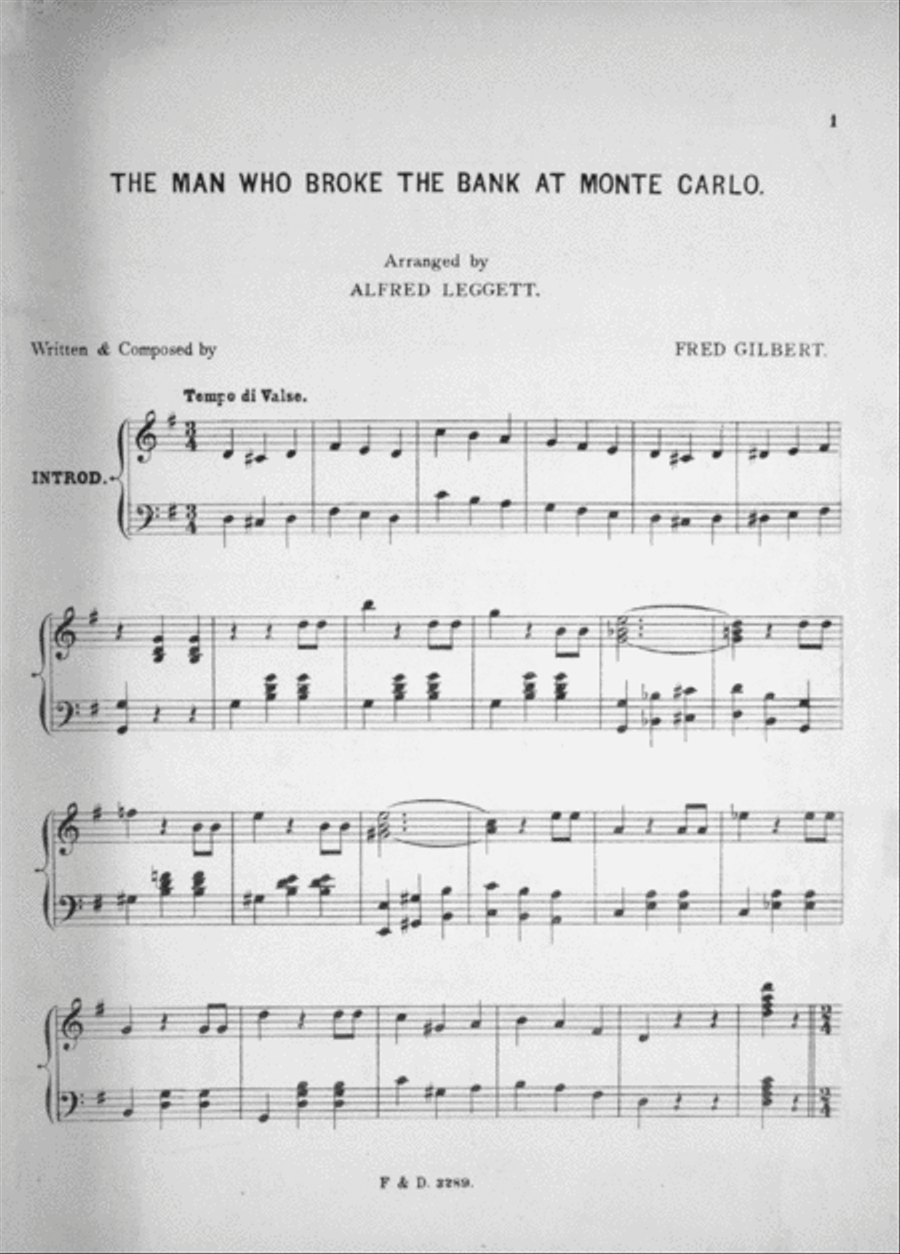The Man That Broke the Bank at Monte Carlo Voice scores gallery preview page 3