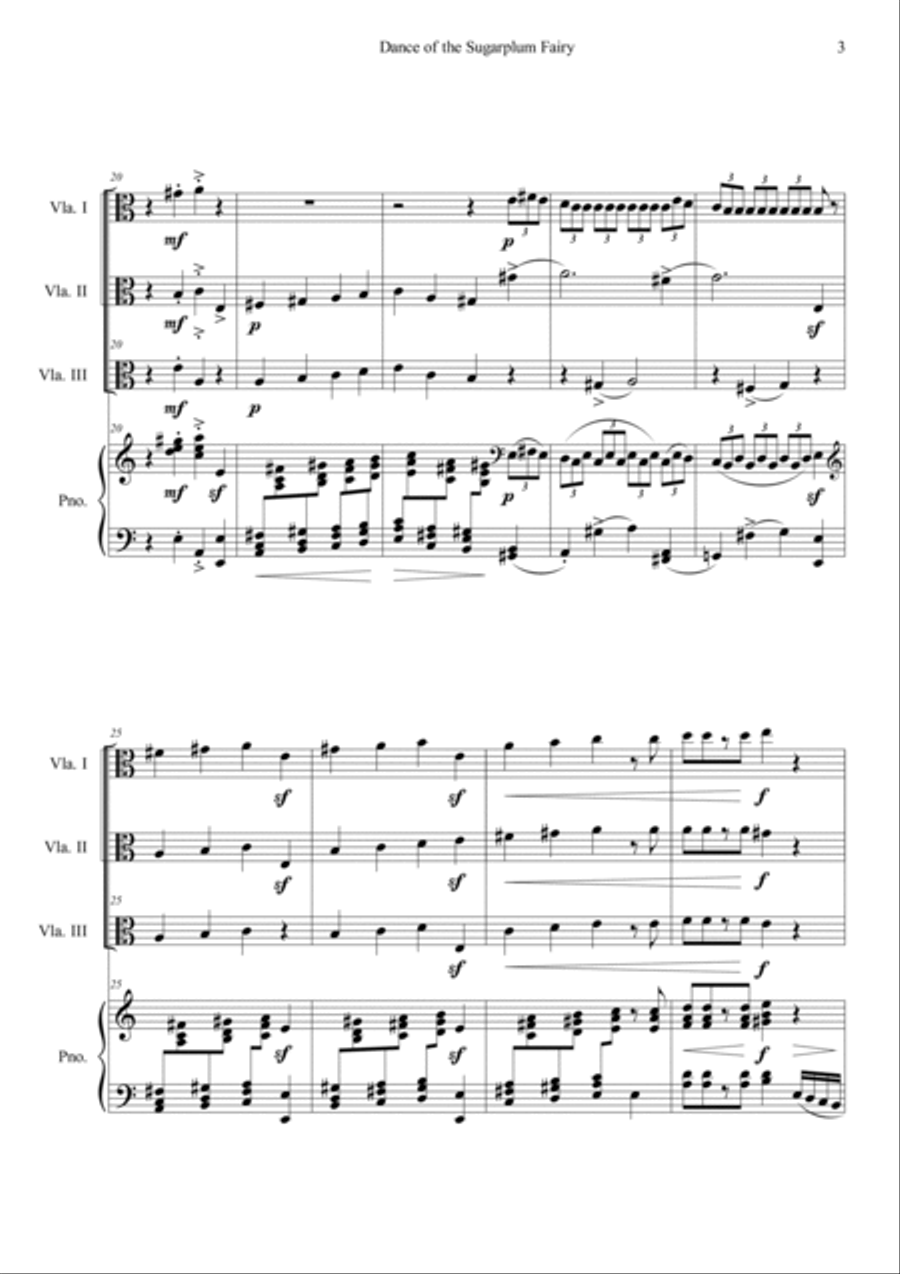 Nutcracker Op.71a - Dance Of The Sugarplum Fairy Piano Quartet scores gallery preview page 3