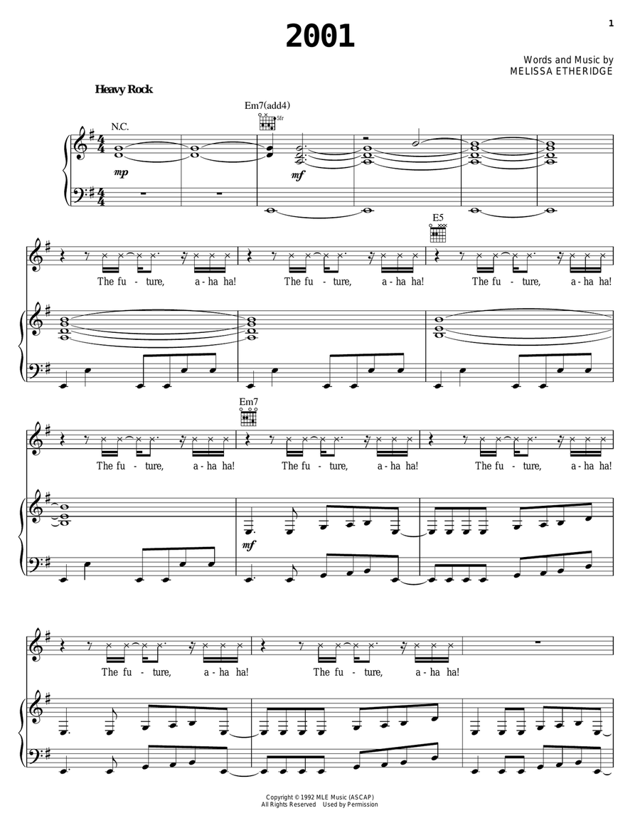 2001 Piano, Vocal, Guitar scores gallery preview page 1