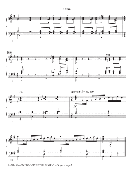 Fantasia On "To God Be The Glory" - Organ