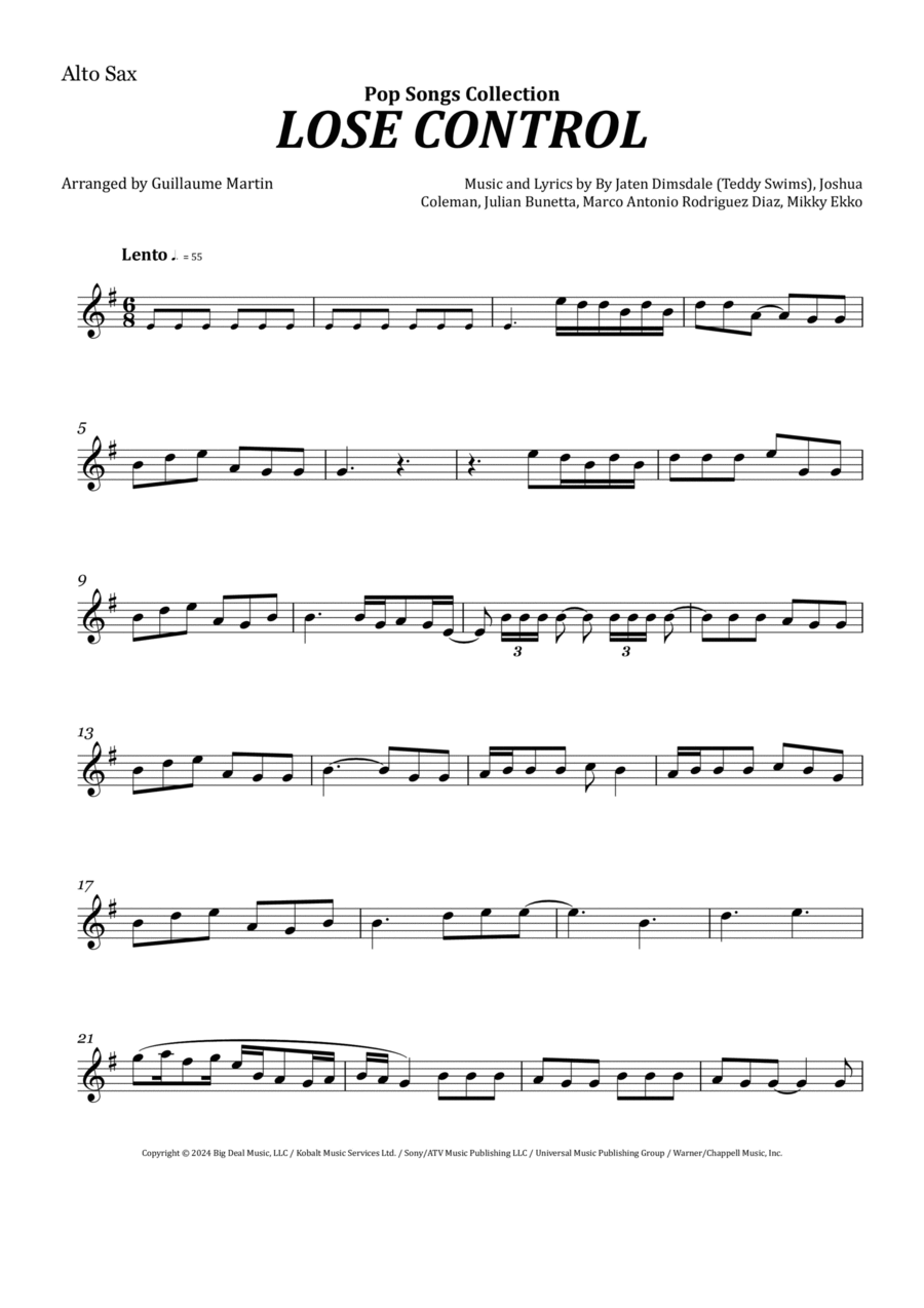 Lose Control Alto Saxophone scores gallery preview page 1