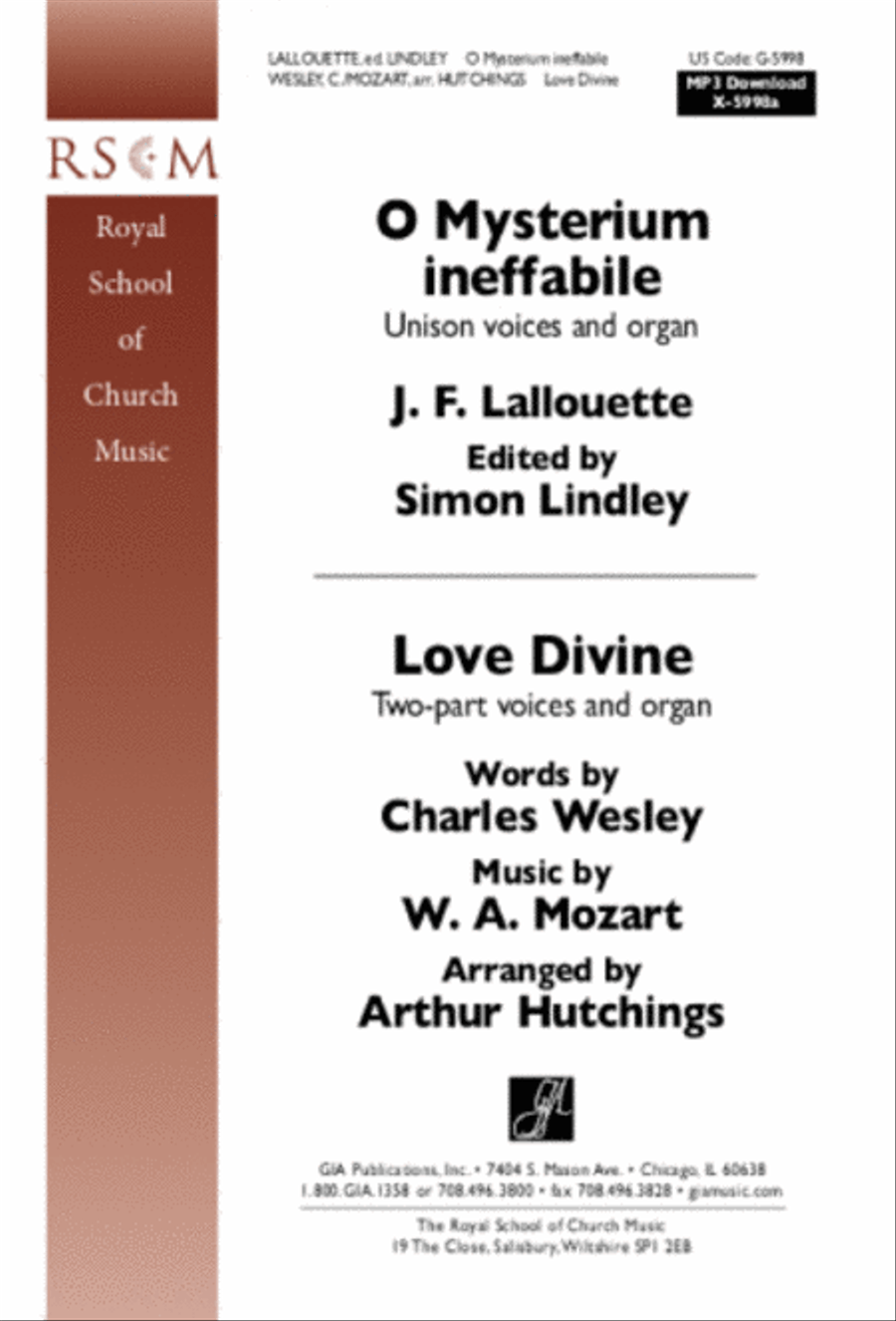 O mysterium ineffabile / Love Divine Unison Choir scores gallery preview page 1