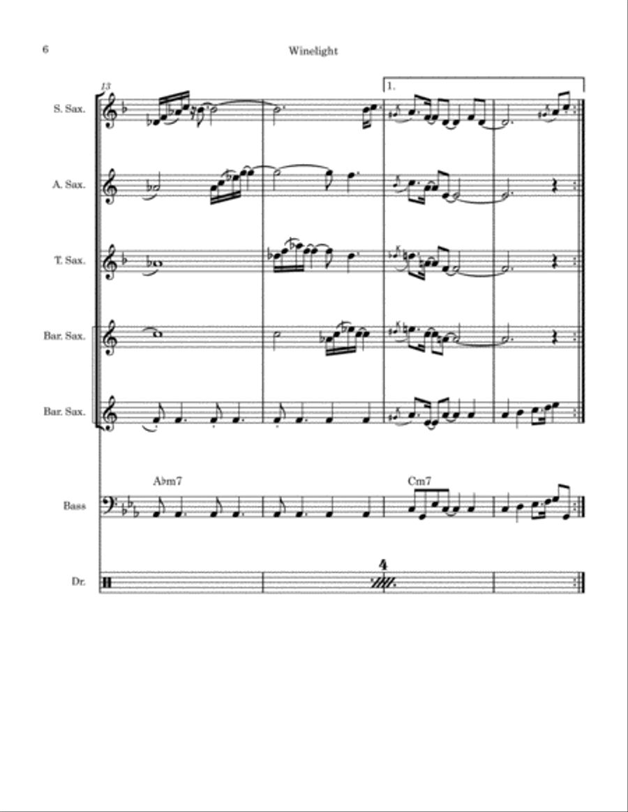 Winelight Saxophone Quartet scores gallery preview page 6