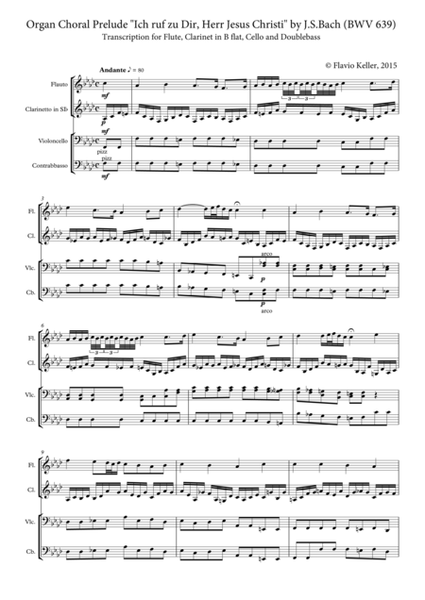 Organ chorale prelude "Ich ruf zu Dir", Transcription for chamber instruments image number null