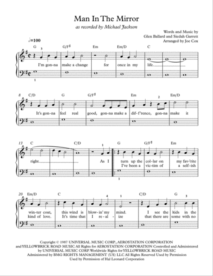 Man In The Mirror Voice scores gallery preview page 1