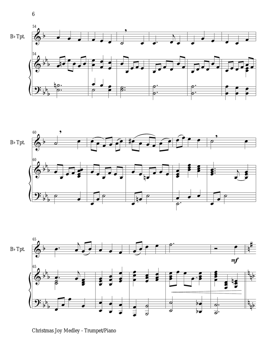 CHRISTMAS JOY MEDLEY (Bb Trumpet/Piano and Trumpet Part) Trumpet Solo scores gallery preview page 6