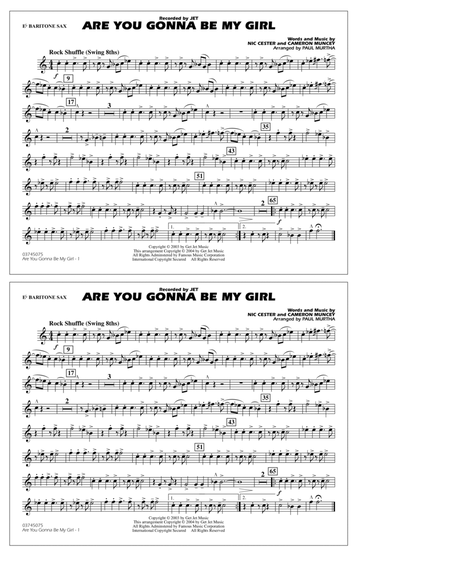 Are You Gonna Be My Girl (arr. Paul Murtha) - Eb Baritone Sax