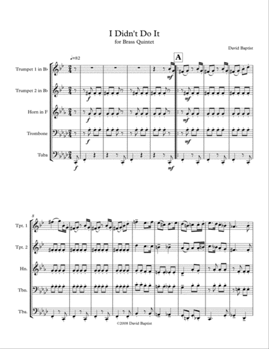 I Didn't Do It Brass Ensemble scores gallery preview page 1