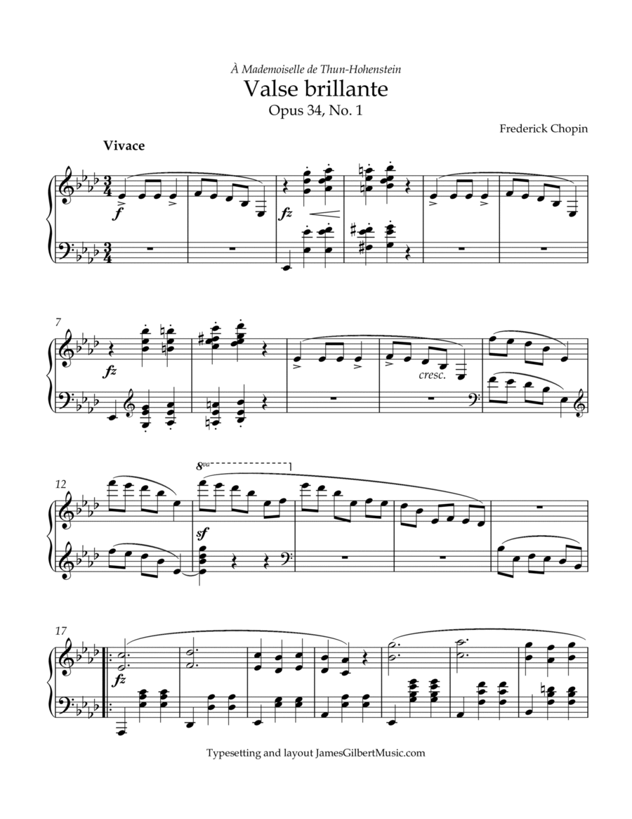 Valse brillante in Ab major, Opus 34, No 1 Piano Method scores gallery preview page 1