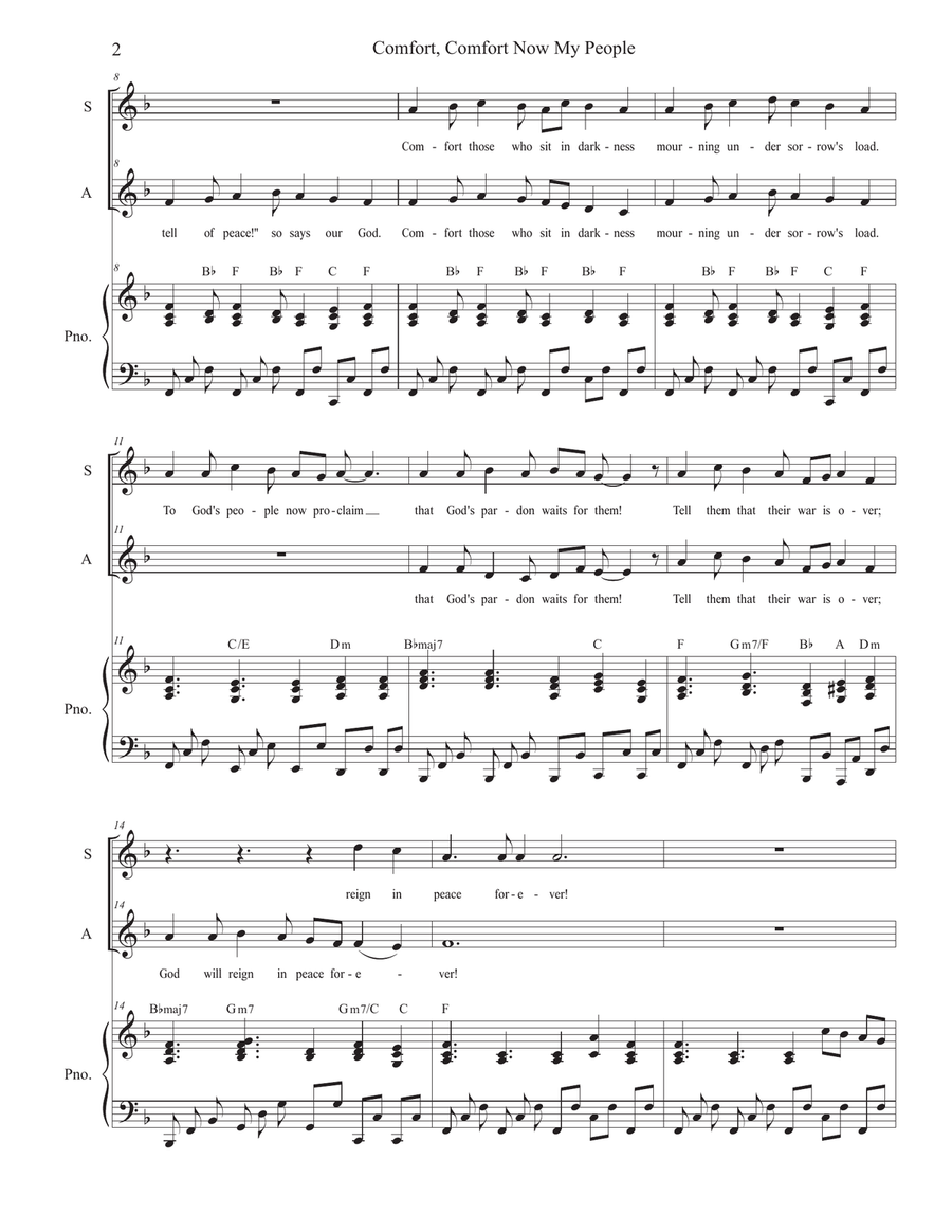 Comfort, Comfort Now My People (Duet for Soprano and Alto solo) Alto Voice scores gallery preview page 3
