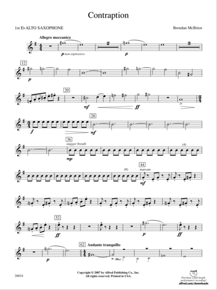 Contraption: E-flat Alto Saxophone Concert Band scores gallery preview page 1