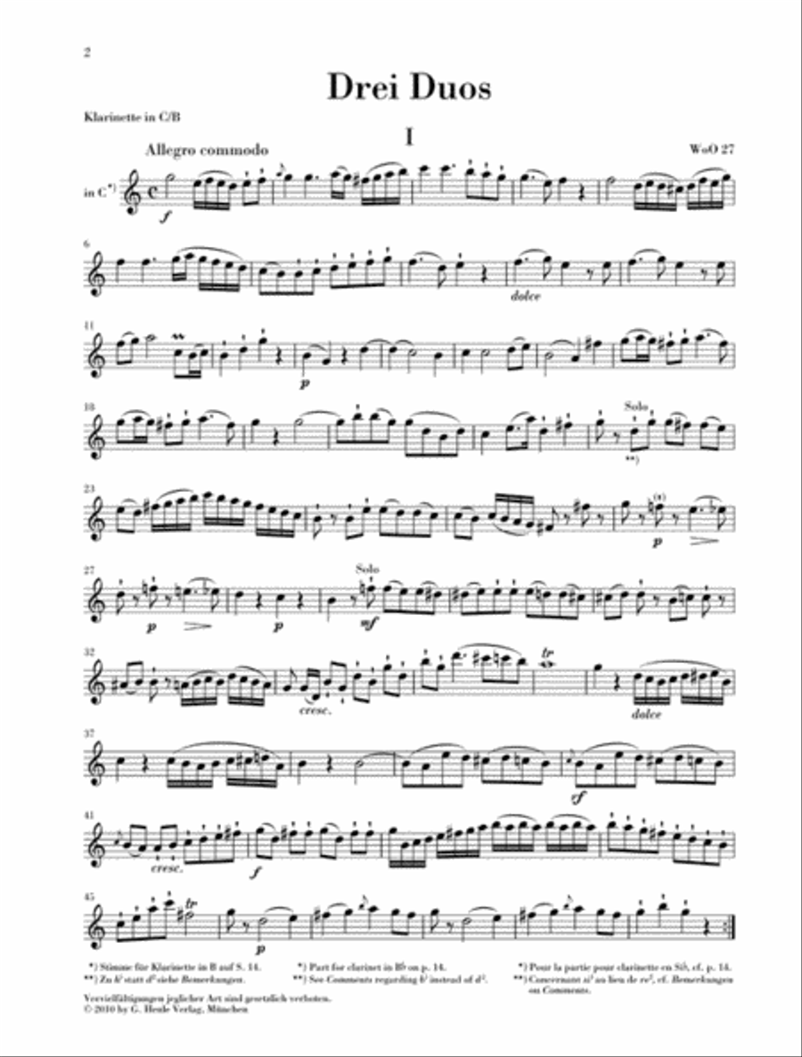 3 Duos for Clarinet and Bassoon WoO 27 Woodwind Duet scores gallery preview page 3