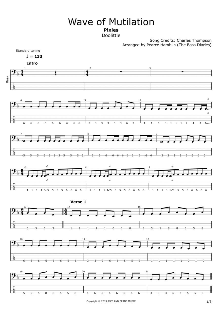 Wave Of Mutilation Bass Guitar scores gallery preview page 1