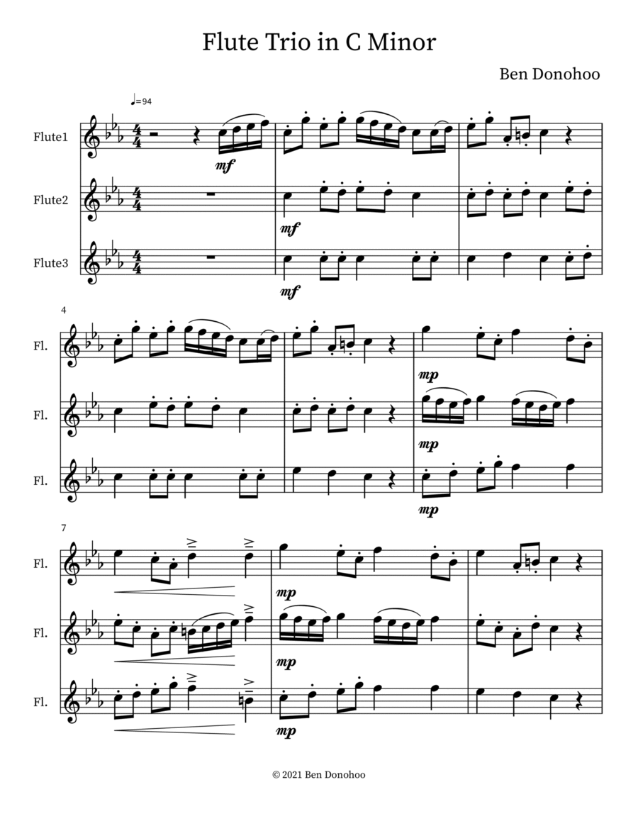 Flute Trio in C Minor Flute Trio scores gallery preview page 1