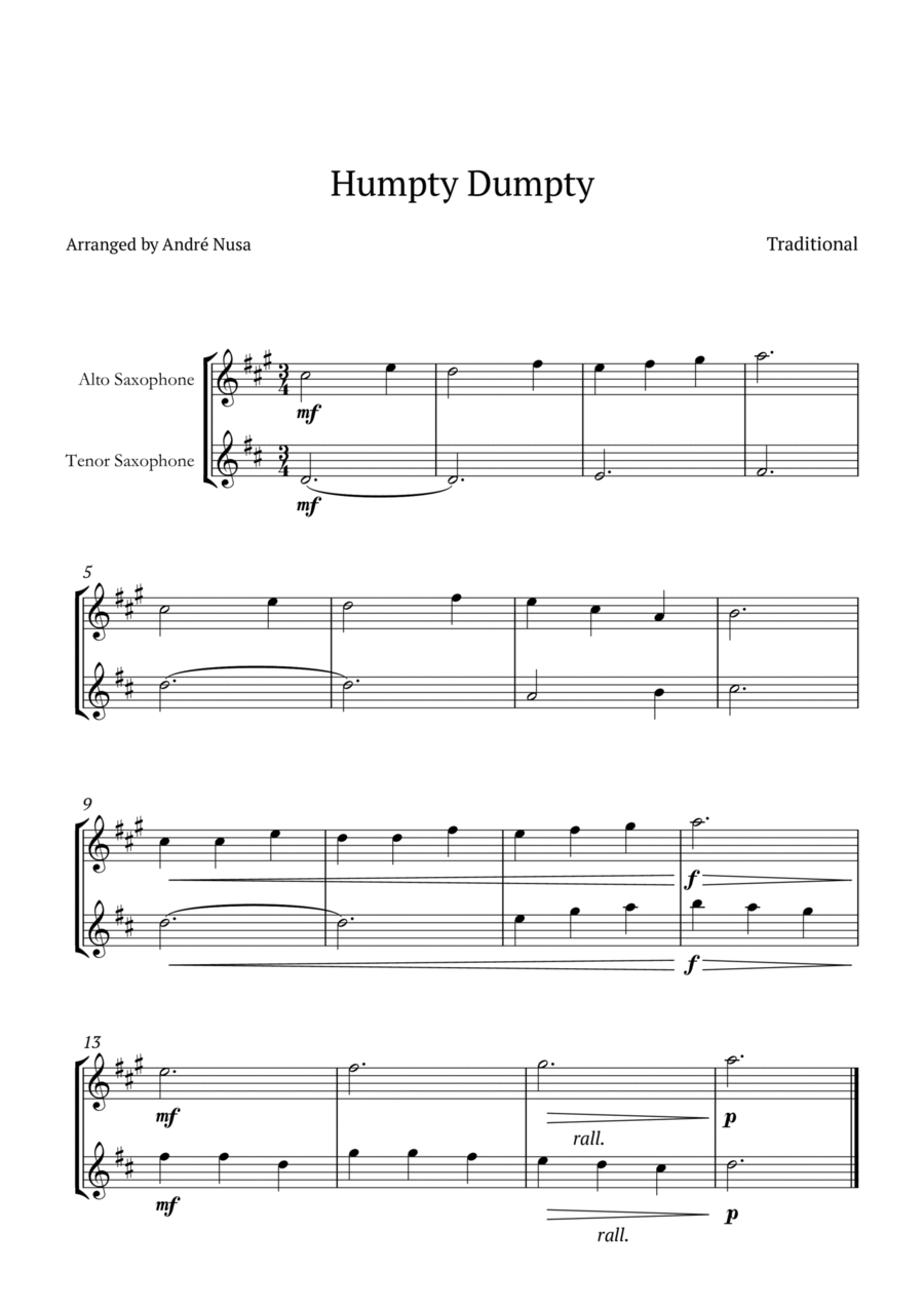 Humpty Dumpty Woodwind Duet scores gallery preview page 1