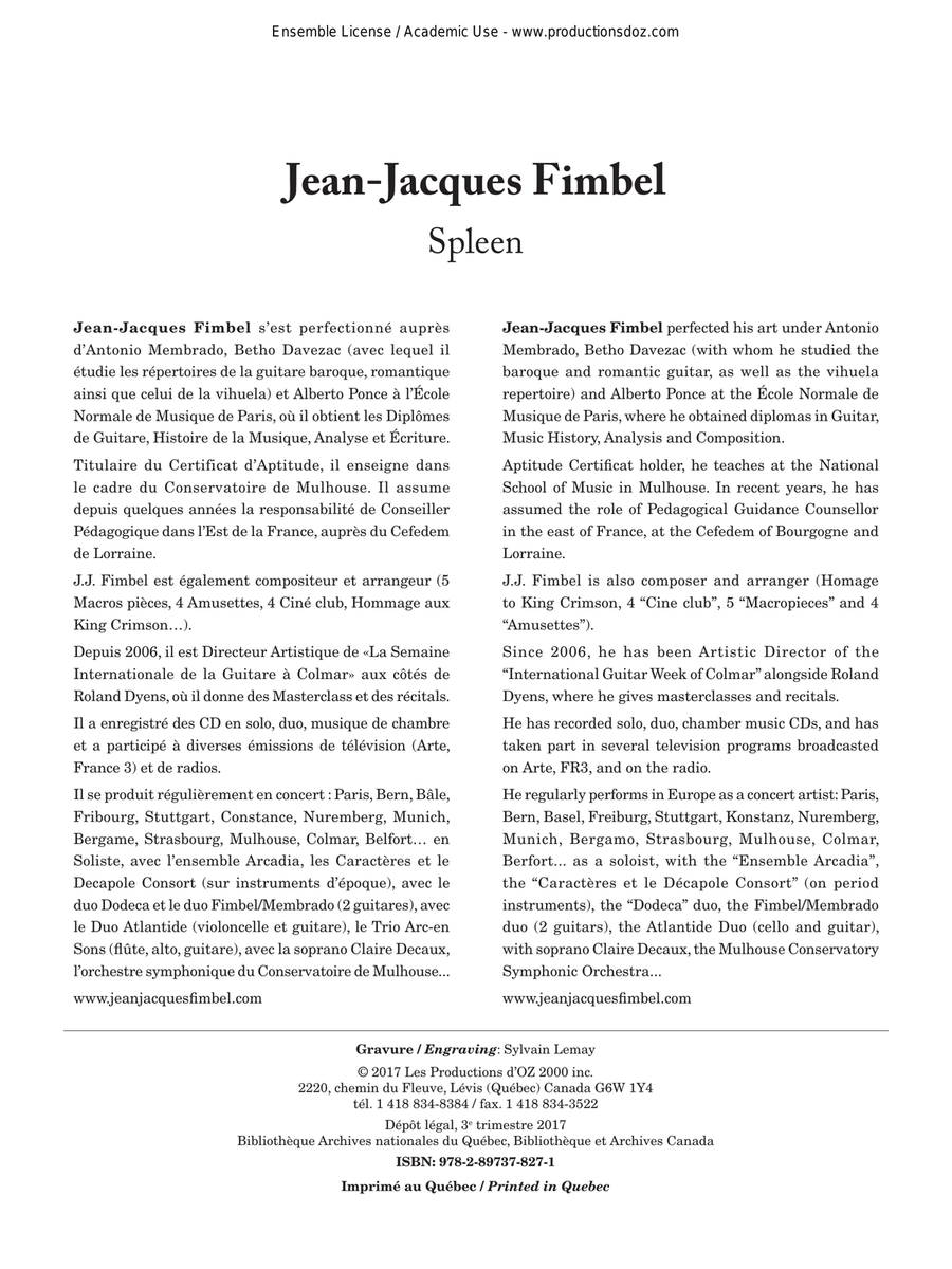 Spleen Classical Guitar scores gallery preview page 1
