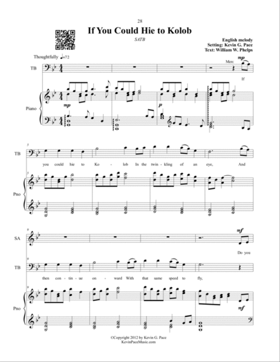 If You Could Hie To Kolob - SATB Choir with piano accompaniment 4-Part scores gallery preview page 2