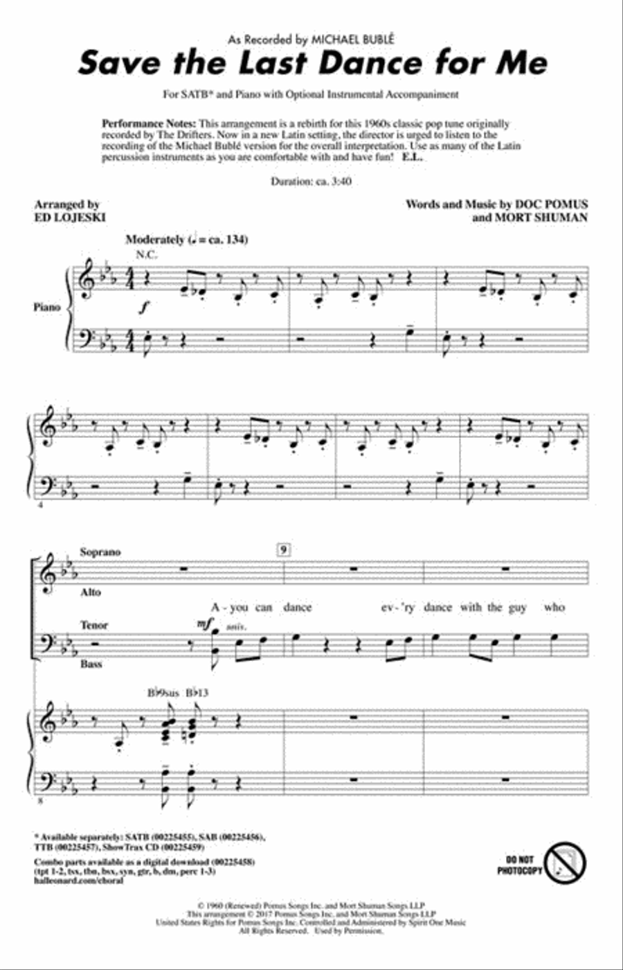Save the Last Dance for Me 4-Part scores gallery preview page 2