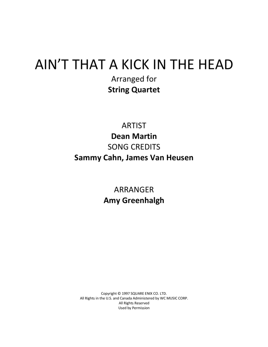 Ain't That A Kick In The Head String Quartet scores gallery preview page 1