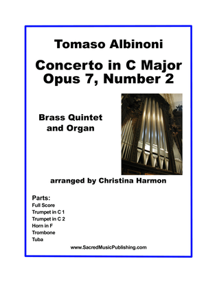Book cover for Albinoni Concerto in C Major Opus 7, Number 2 - Brass Quintet and Organ
