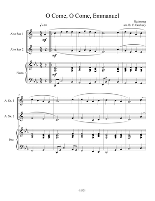 Book cover for O Come, O Come, Emmanuel (Alto Sax Duet with Piano Accompaniment)