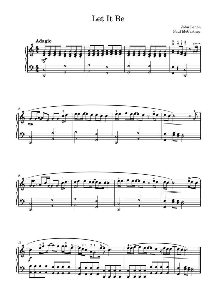 Let It Be Let It Be Piano Solo scores gallery preview page 1