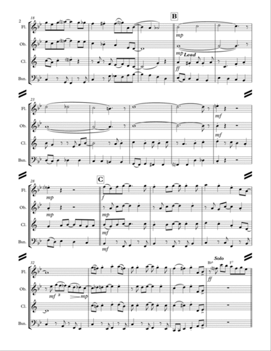 Rockin' Around The Christmas Tree Woodwind Quartet scores gallery preview page 3
