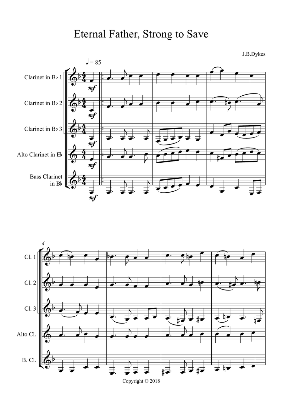 Eternal Father, Strong to Save Woodwind Ensemble scores gallery preview page 2