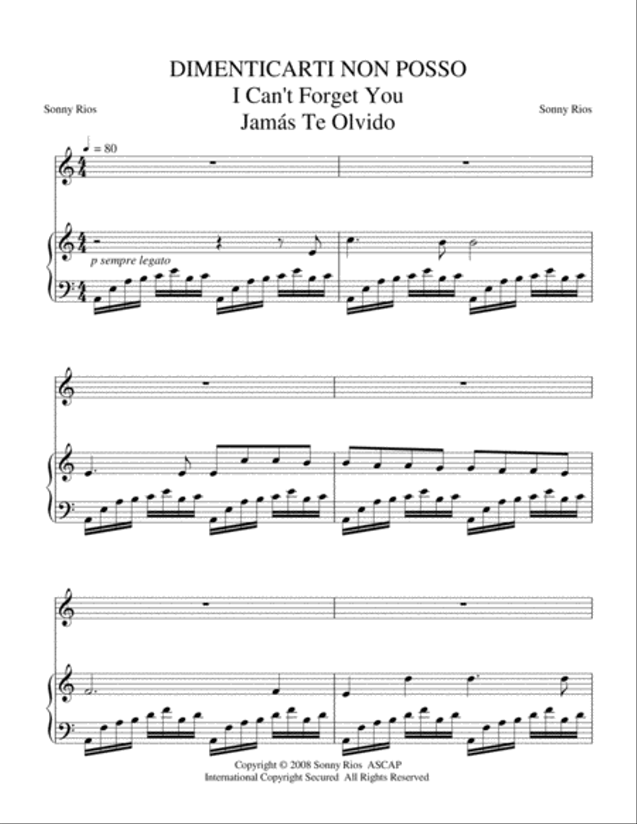 DIMENTICARTI NON POSSO High Voice scores gallery preview page 2