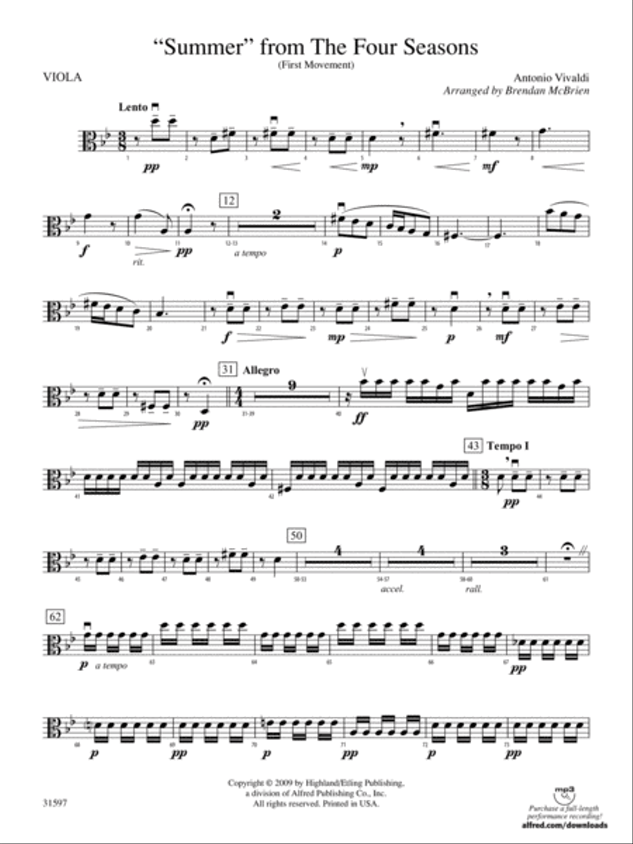 Summer from The Four Seasons: Viola String Orchestra scores gallery preview page 1