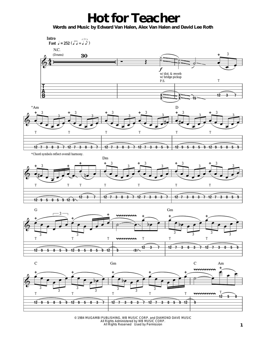 Hot For Teacher Acoustic Guitar scores gallery preview page 1
