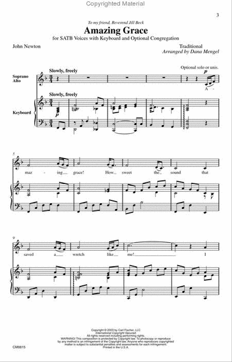 Amazing Grace Amazing Grace 4-Part scores gallery preview page 2