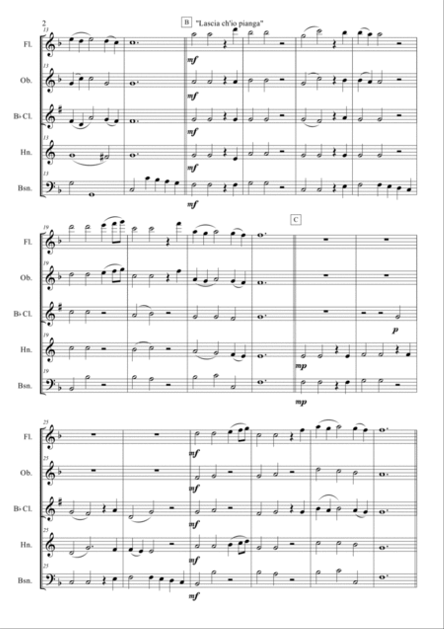 Lascia ch'io pianga, Aria from the opera 