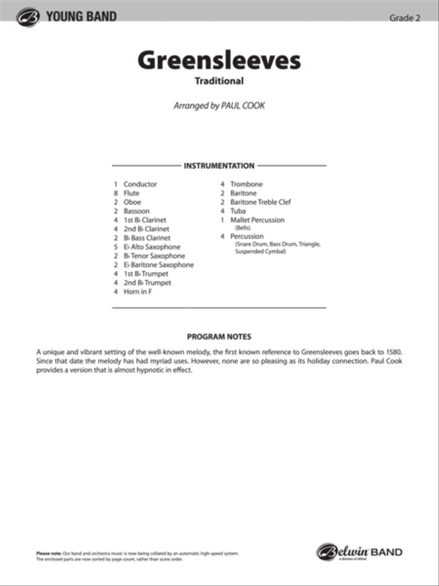 Greensleeves Concert Band scores gallery preview page 2