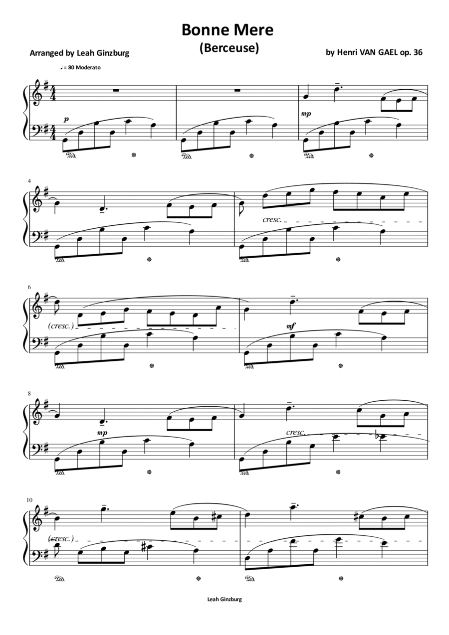 Bonne Mère by Henri van Gael Piano Solo scores gallery preview page 1