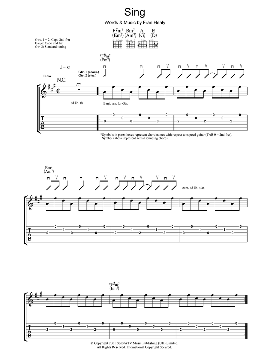 Sing Sing Acoustic Guitar scores gallery preview page 1