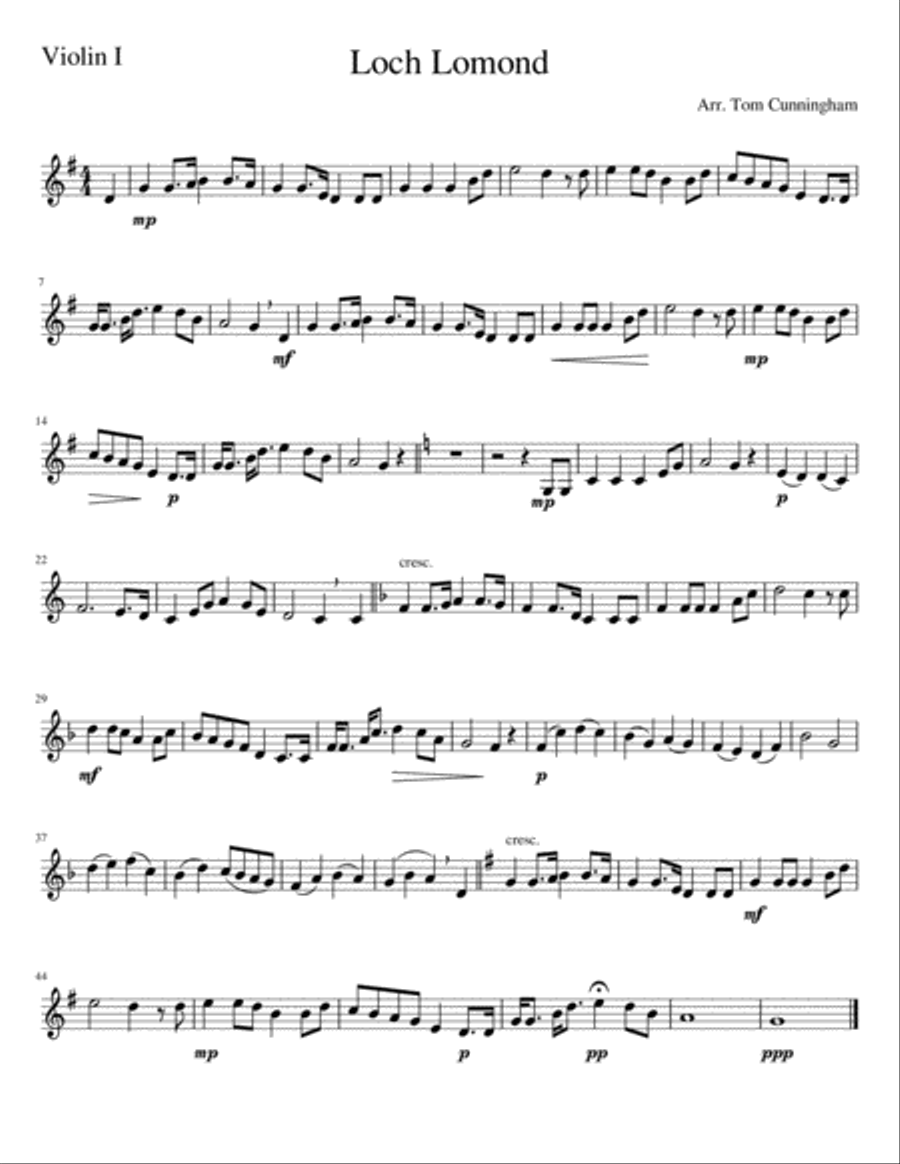 Loch Lomond for String Quartet String Quartet scores gallery preview page 4