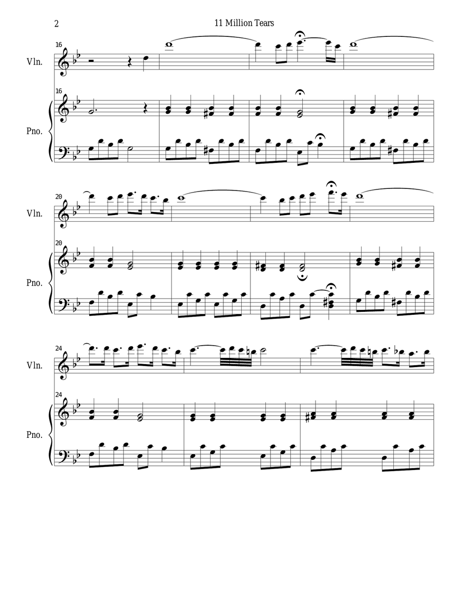 11 Million Tears (Violin solo and Piano) 11 Million Tears (Violin solo and Piano) Violin Solo scores gallery preview page 2