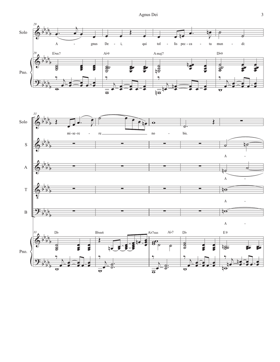 Agnus Dei (Mass of Peace and Justice) (Solo and SATB) 4-Part scores gallery preview page 3