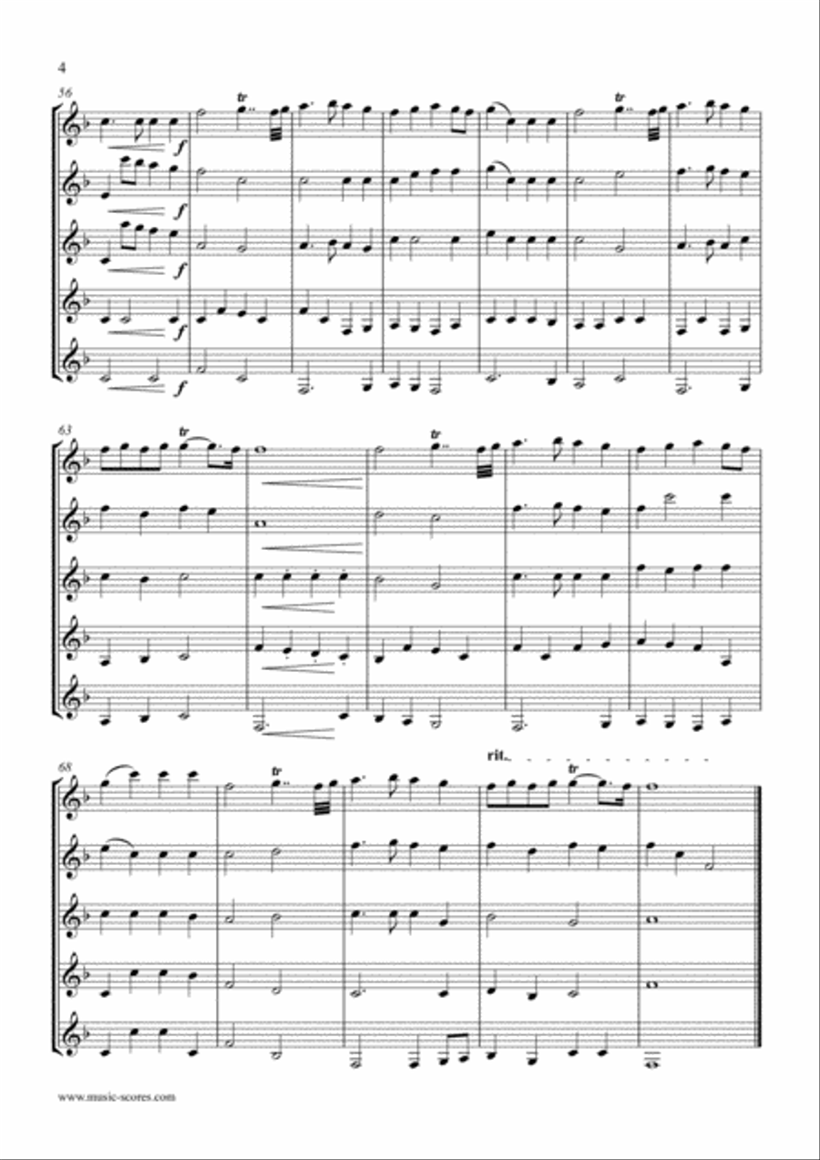Clarke: Trumpet Voluntary, or Prince of Denmark's March: Clarinet Quintet Clarinet Quintet scores gallery preview page 4