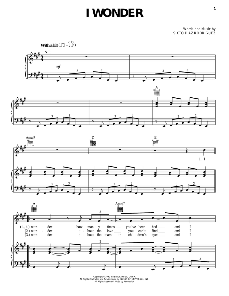 I Wonder Acoustic Guitar scores gallery preview page 1