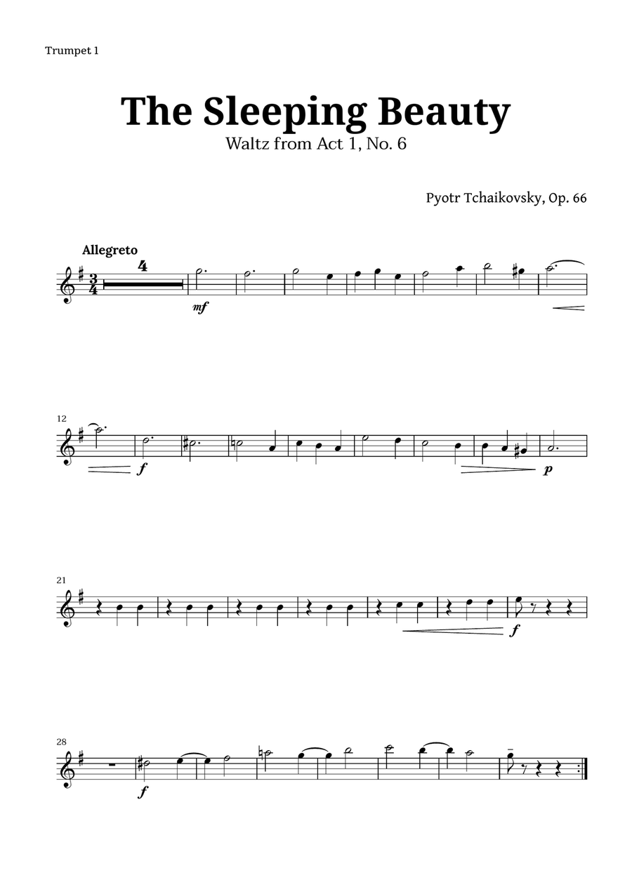 The Sleeping Beauty Waltz for Brass Quintet Brass Quintet scores gallery preview page 2