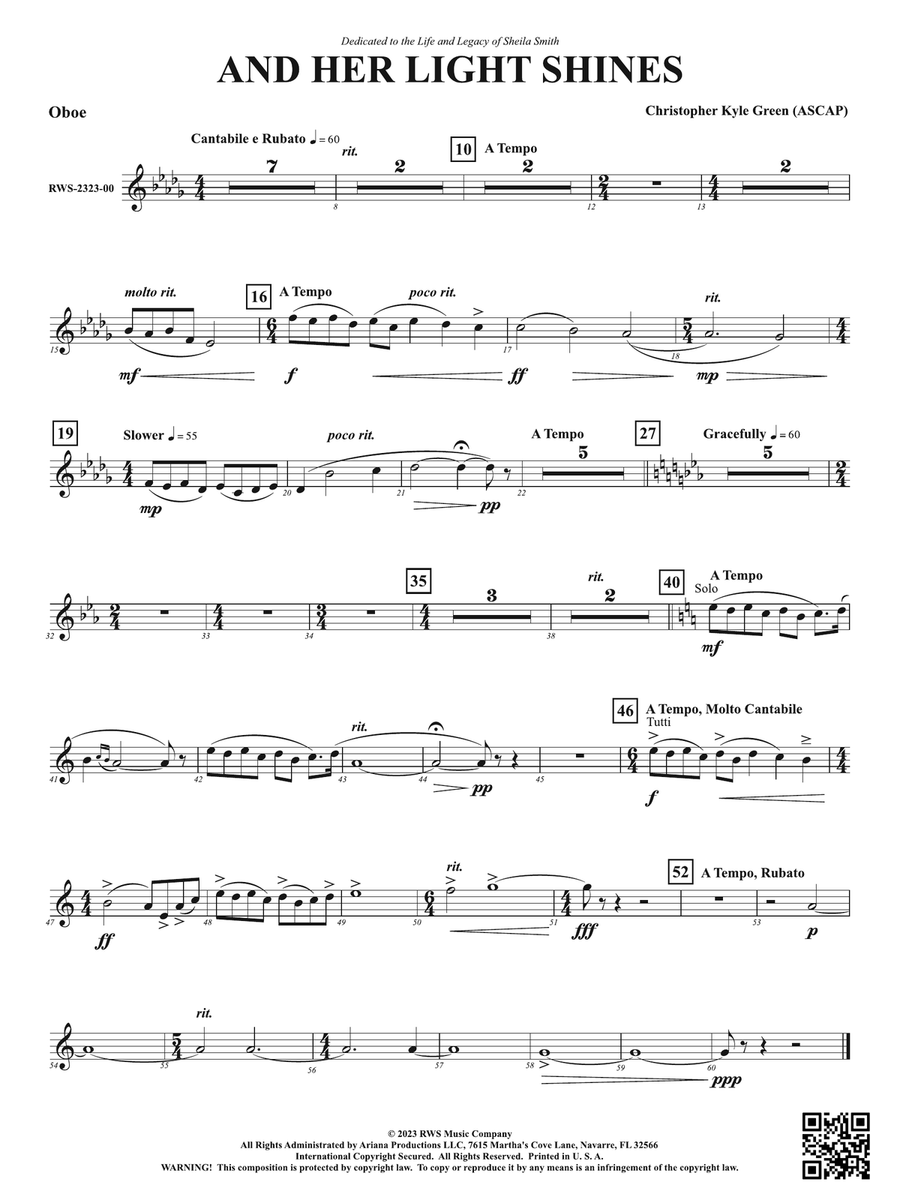 And Her Light Shines: Oboe Oboe scores gallery preview page 1
